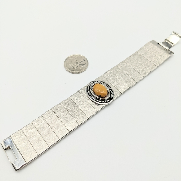 Vintage 50s Chrome and Jasper Bracelet - Picture 5 of 5